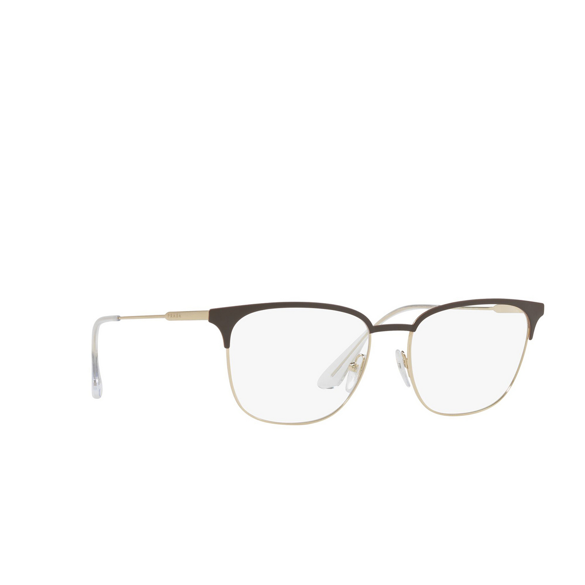 Prada PR 59UV Eyeglasses 0Y11O1 Matte Brown / Pale Gold - three-quarters view