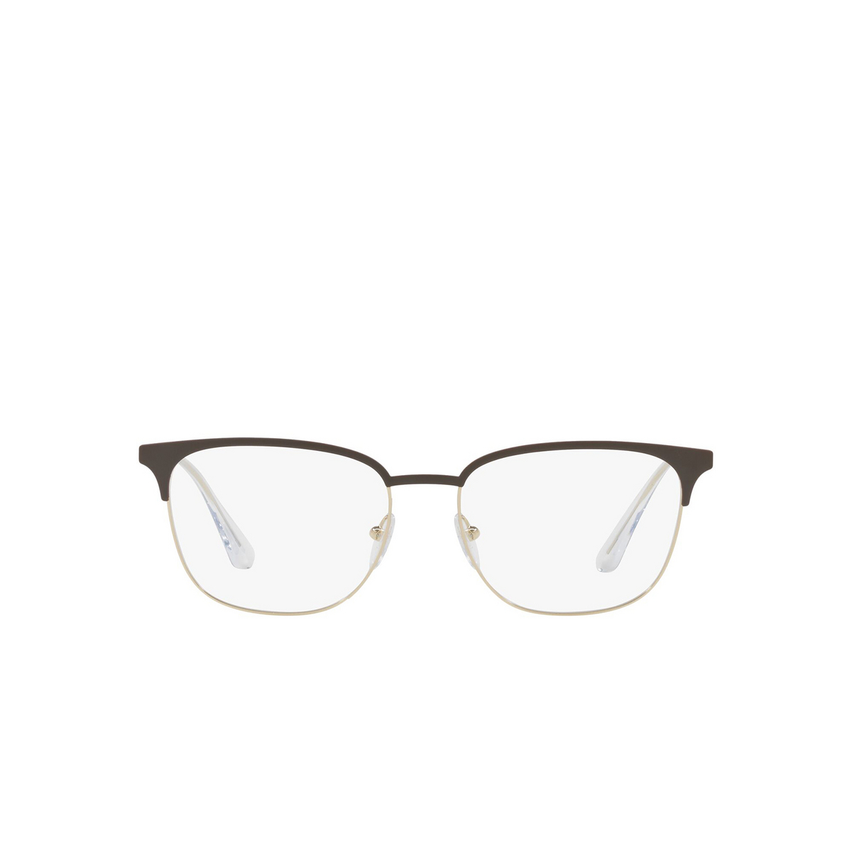 Prada® Cat-eye Eyeglasses: Conceptual PR 59UV color Matte Brown / Pale Gold 0Y11O1 - product thumbnail 1/3.