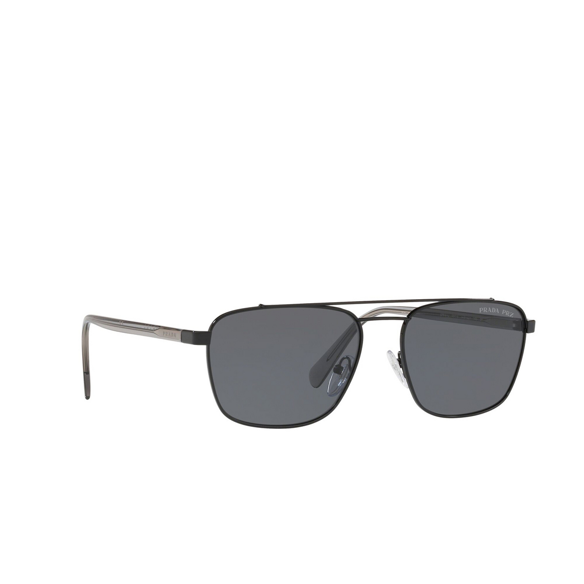 Prada® Square Sunglasses: Conceptual PR 61US color Black 1AB5Z1 - three-quarters view.