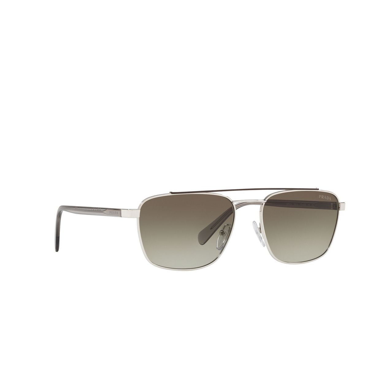 Prada® Square Sunglasses: Conceptual PR 61US color Brown / Silver Y7B5O2 - three-quarters view.