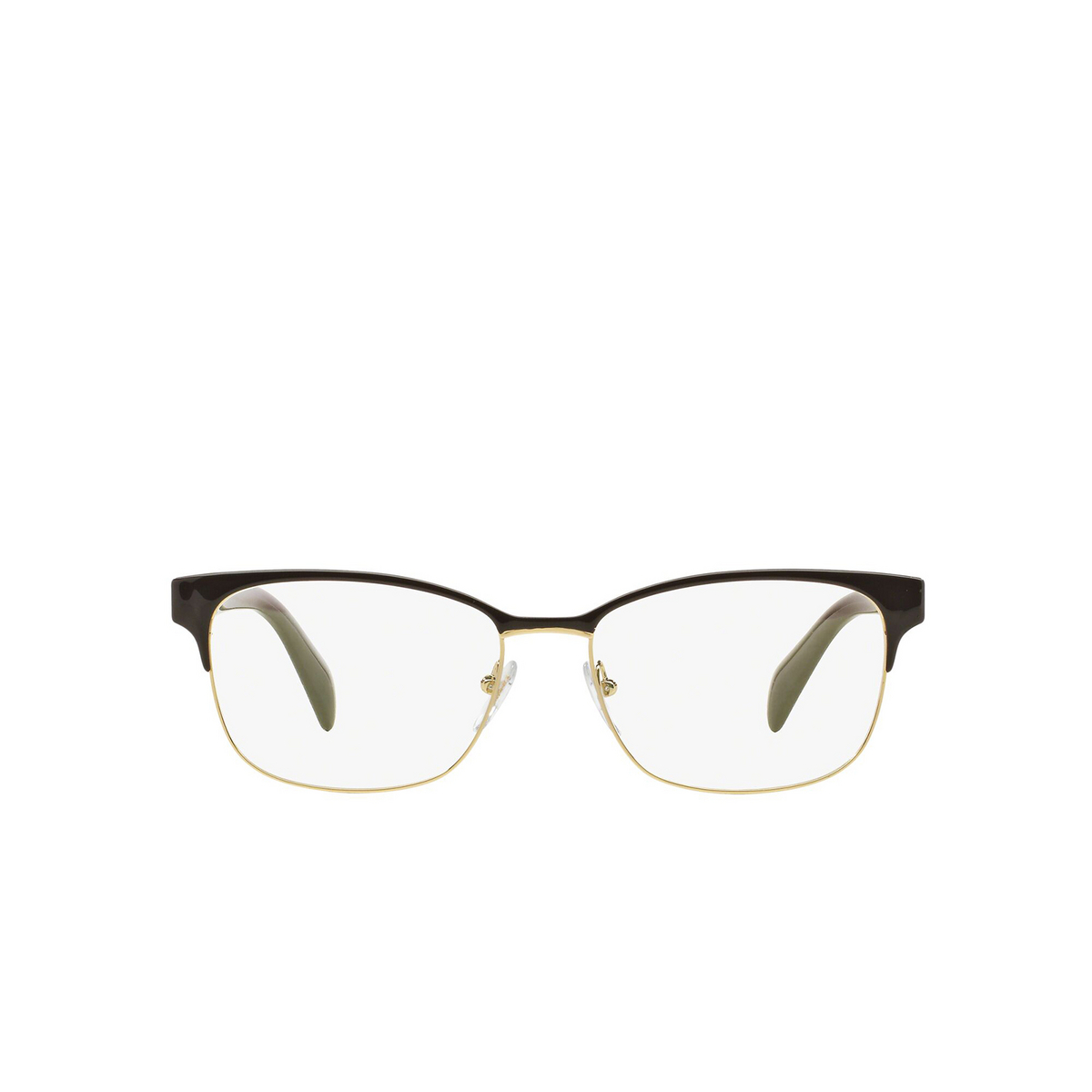 Prada® Rectangle Eyeglasses: Conceptual PR 65RV color Brown On Pale Gold DHO1O1 - front view.