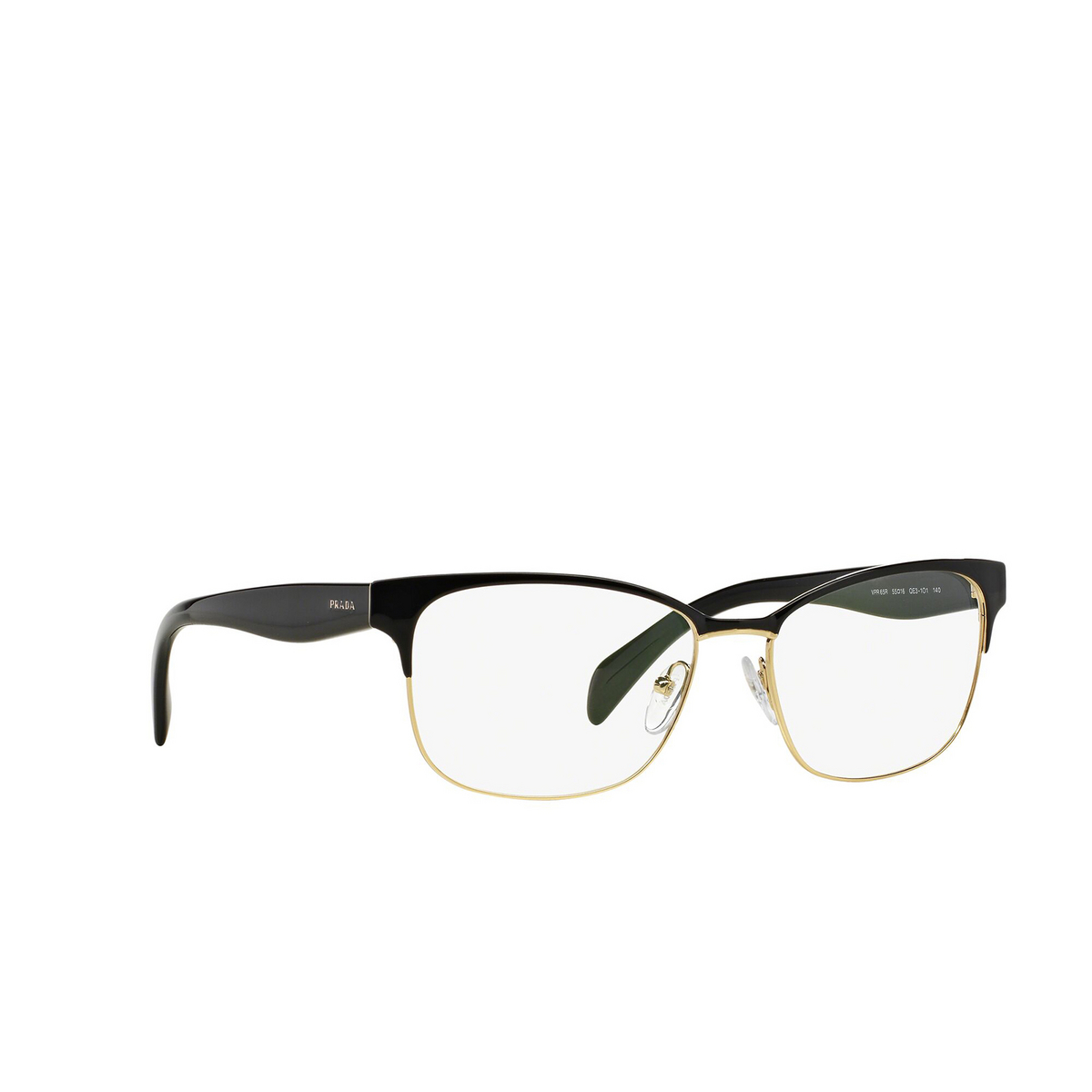 Prada CONCEPTUAL Eyeglasses QE31O1 Black on Pale Gold - three-quarters view