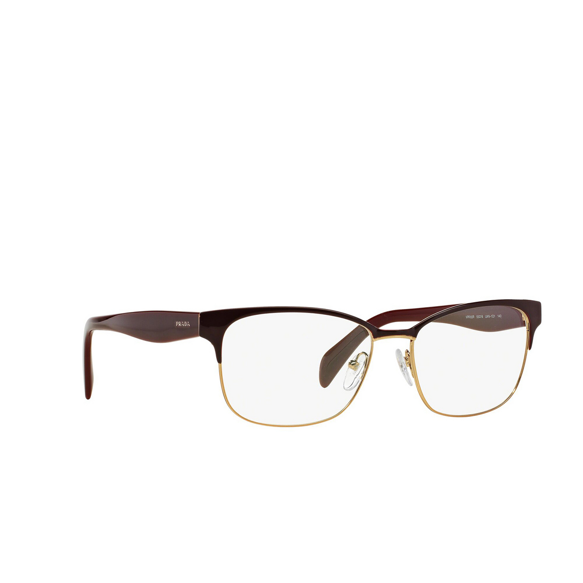 Prada CONCEPTUAL Eyeglasses UAN1O1 Bordeaux on Pale Gold - three-quarters view