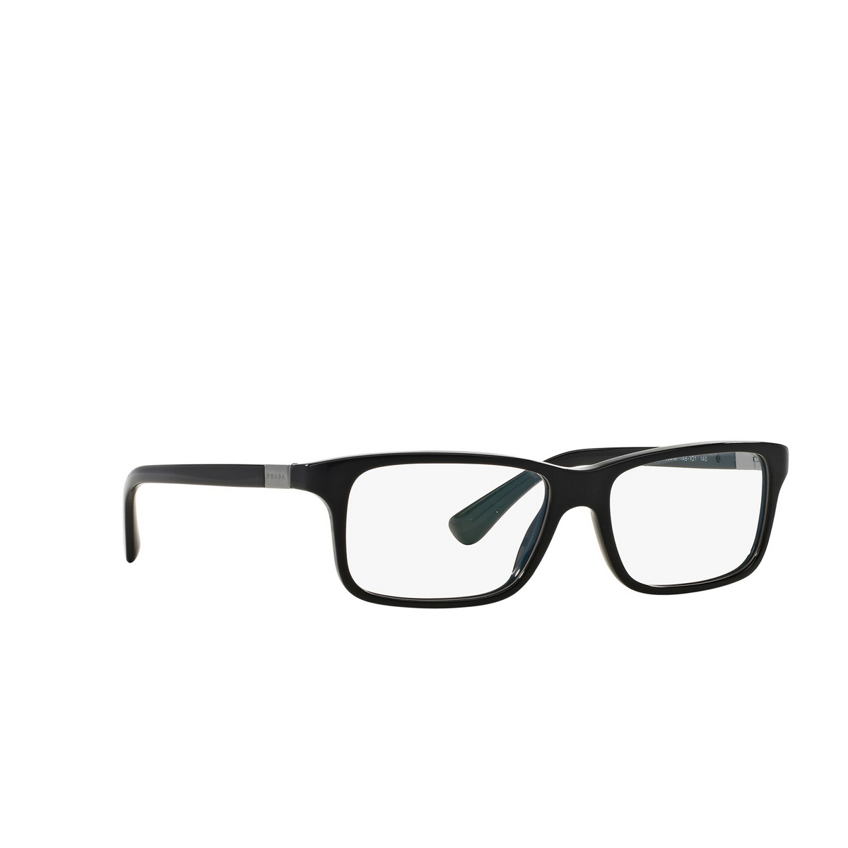 Prada® Rectangle Eyeglasses: Heritage PR 06SV color Black 1AB1O1 - three-quarters view.