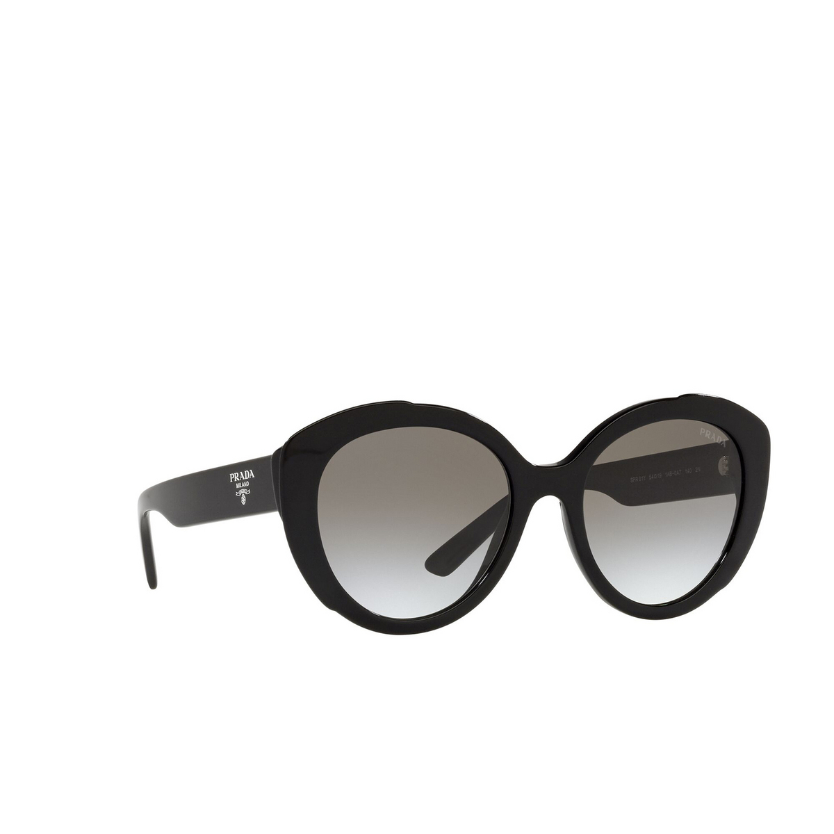 Prada® Butterfly Sunglasses: PR 01YS color Black 1AB0A7 - three-quarters view.