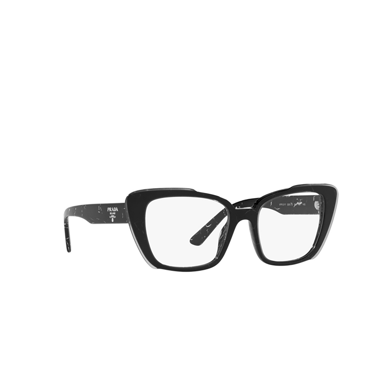 Prada PR 01YV Eyeglasses 09V1O1 Havana Black / White - three-quarters view