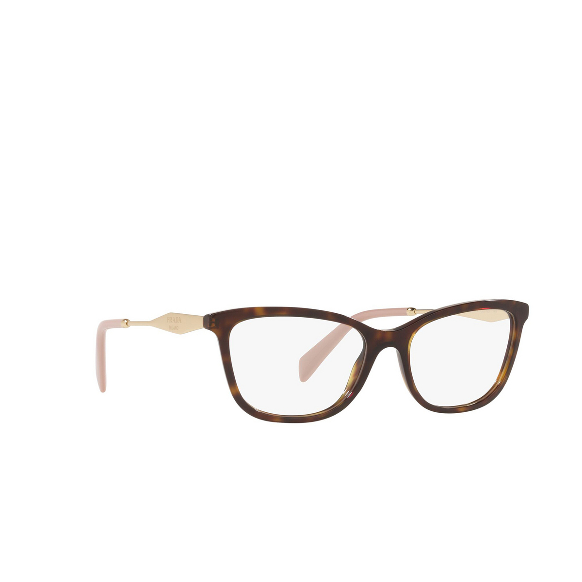Prada® Butterfly Eyeglasses: PR 02YV color Tortoise 2AU1O1 - three-quarters view.