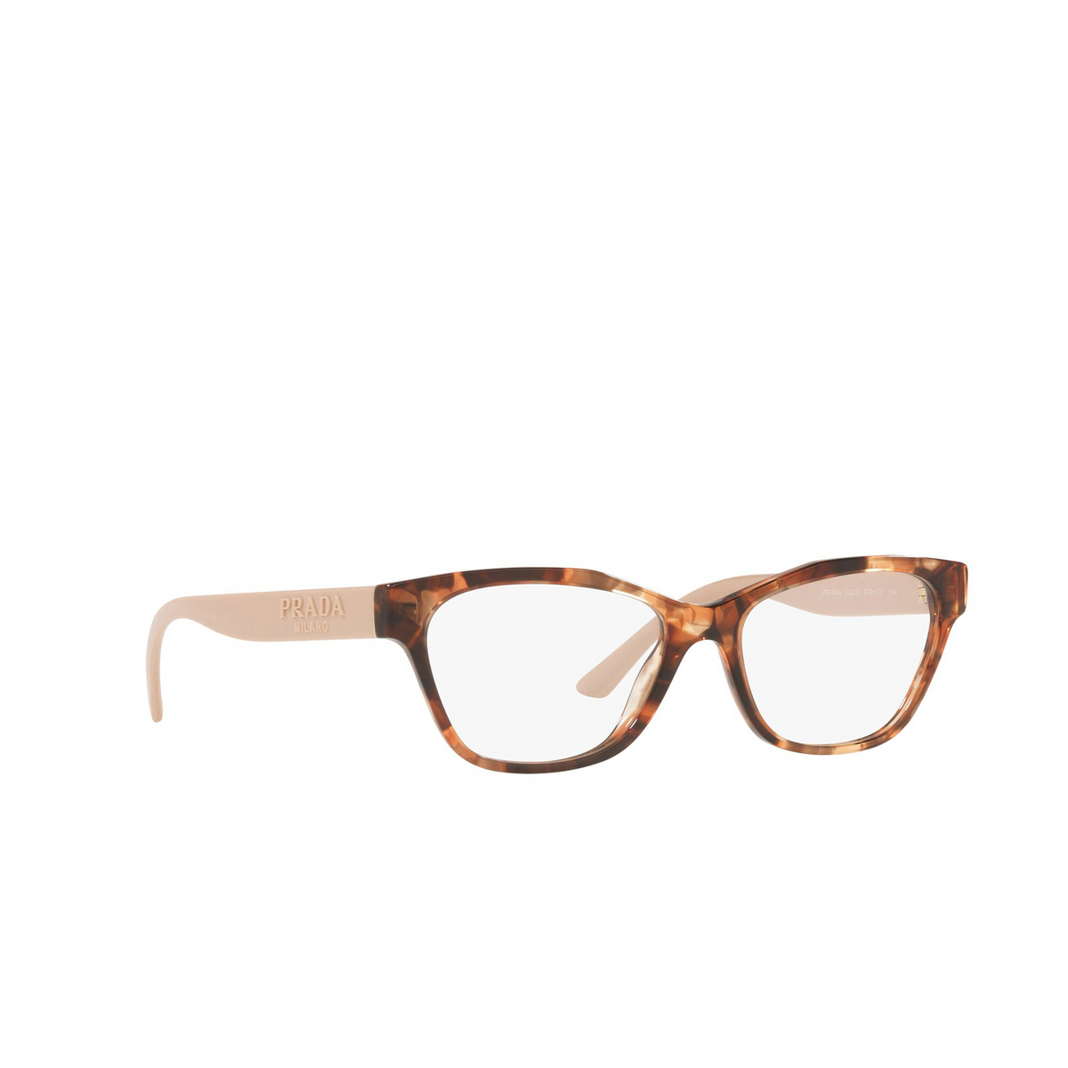 Prada PR 03WV Eyeglasses 07R1O1 Caramel Havana - three-quarters view