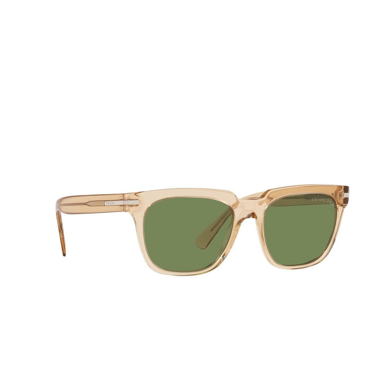Prada® Square Sunglasses: PR 04YS color Trasparent Brown 01N08C - three-quarters view.