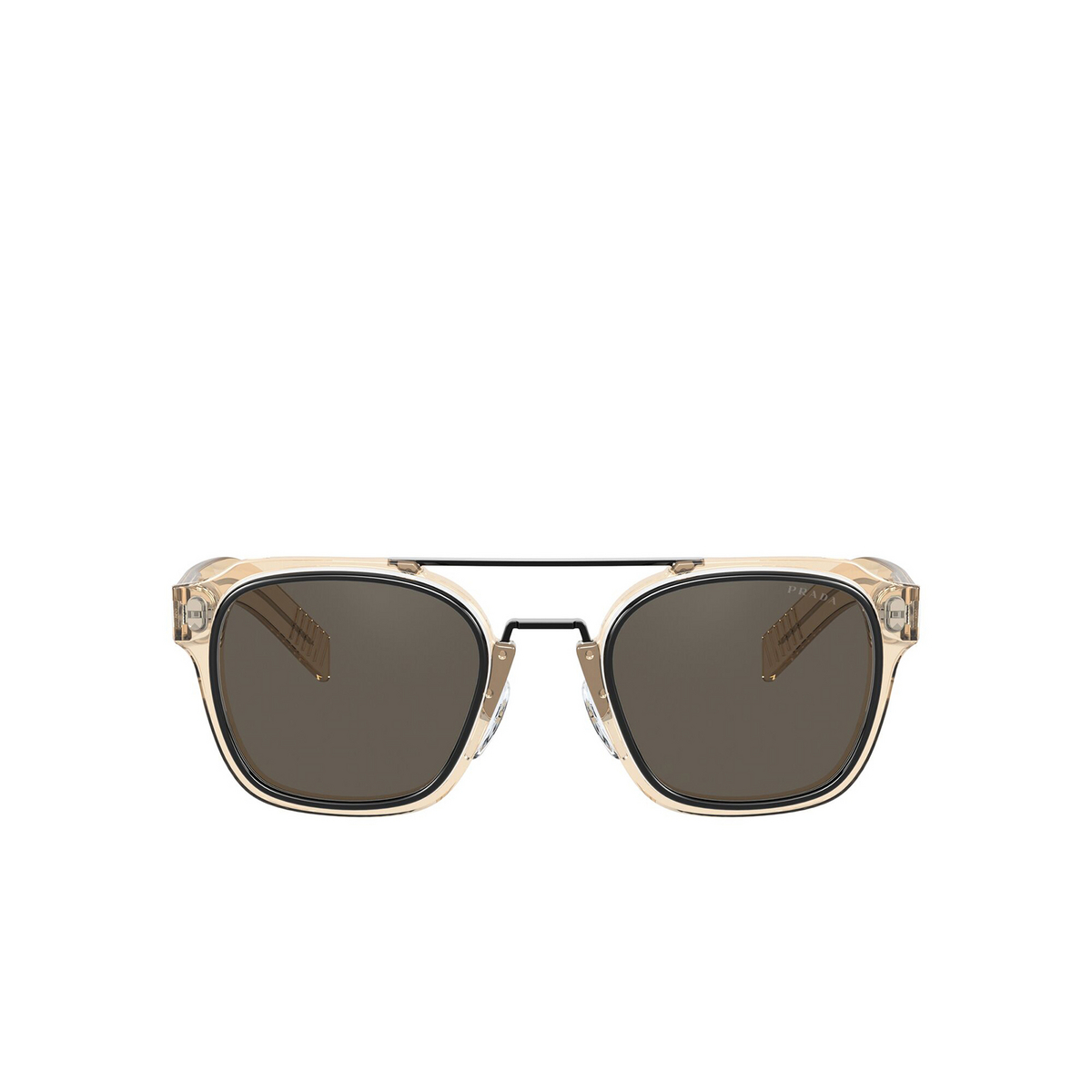 Prada® Square Sunglasses: PR 07WS color Black / White / Amber Crystal 05L5G1 - front view.