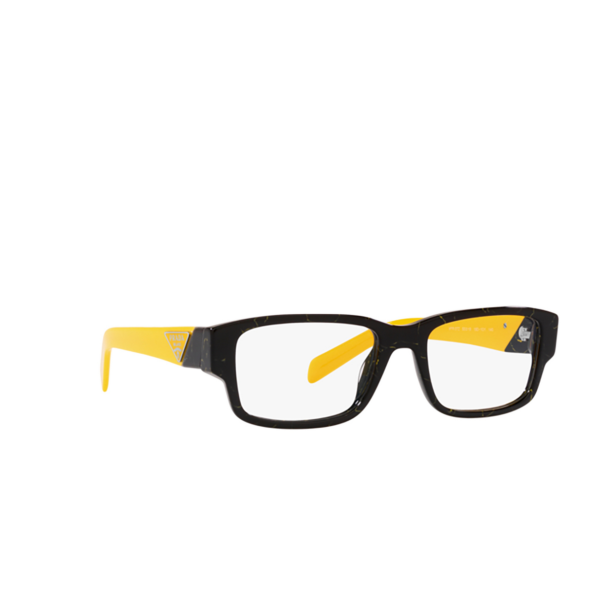 Prada PR 07ZV Eyeglasses 19D1O1 Black / Yellow Marble - three-quarters view