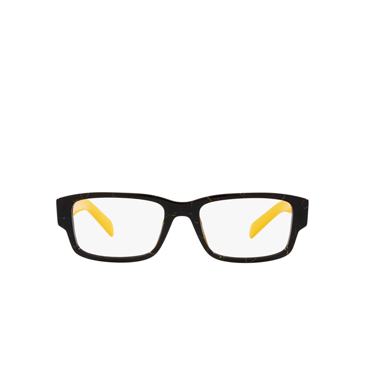 Prada PR 07ZV Eyeglasses 19D1O1 Black / Yellow Marble - front view