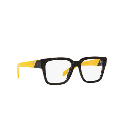 Prada PR 08ZV Eyeglasses 19d1o1 black / yellow marble - three-quarters view
