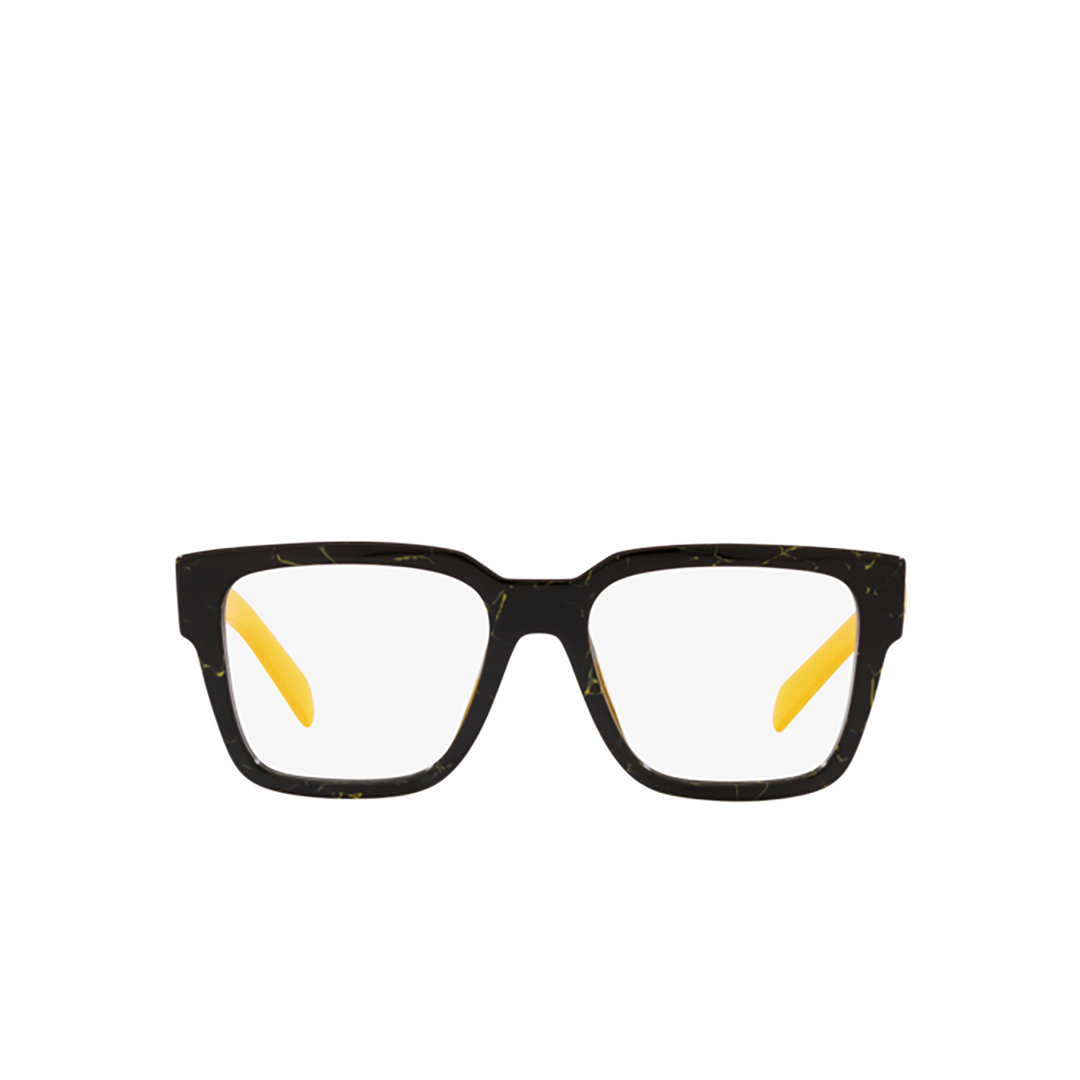 Prada PR 08ZV Eyeglasses 19D1O1 Black / Yellow Marble - front view