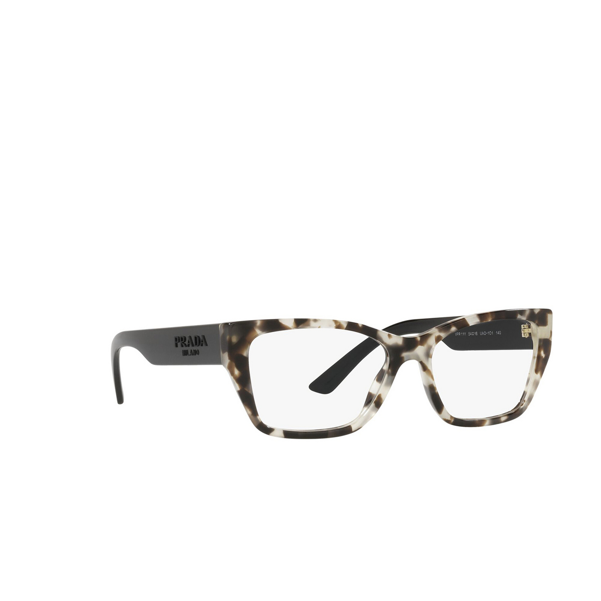 Prada® Square Eyeglasses: PR 11YV color Talc Tortoise UAO1O1 - three-quarters view.