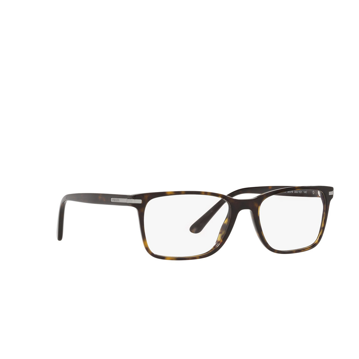 Prada® Square Eyeglasses: PR 14WV color Tortoise 2AU1O1 - three-quarters view.