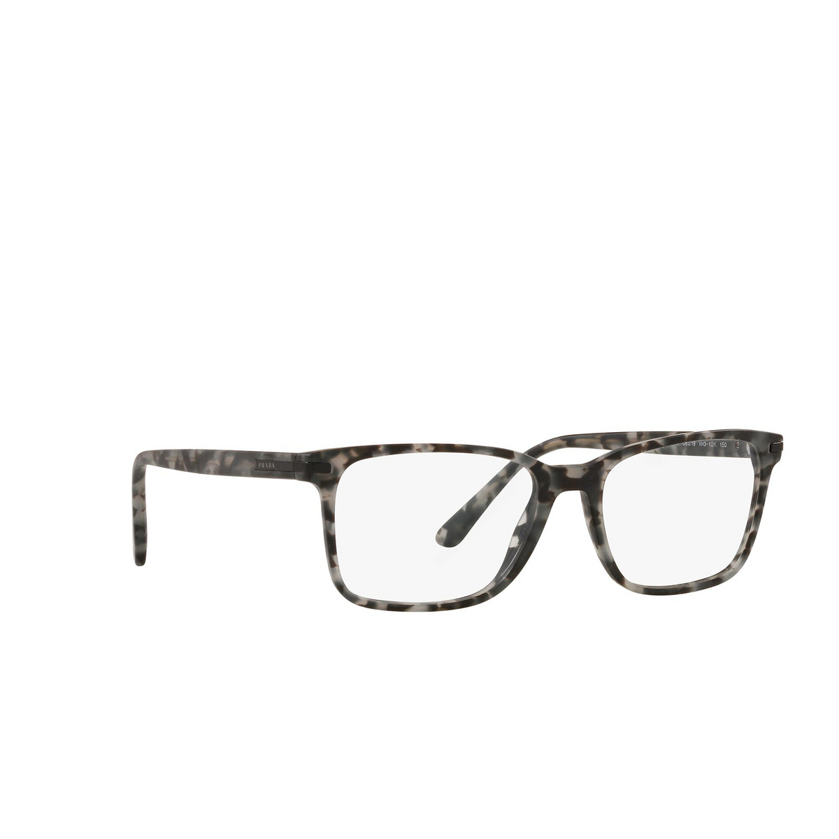 Prada® Square Eyeglasses: PR 14WV color Matte Grey Tortoise VH31O1 - three-quarters view.
