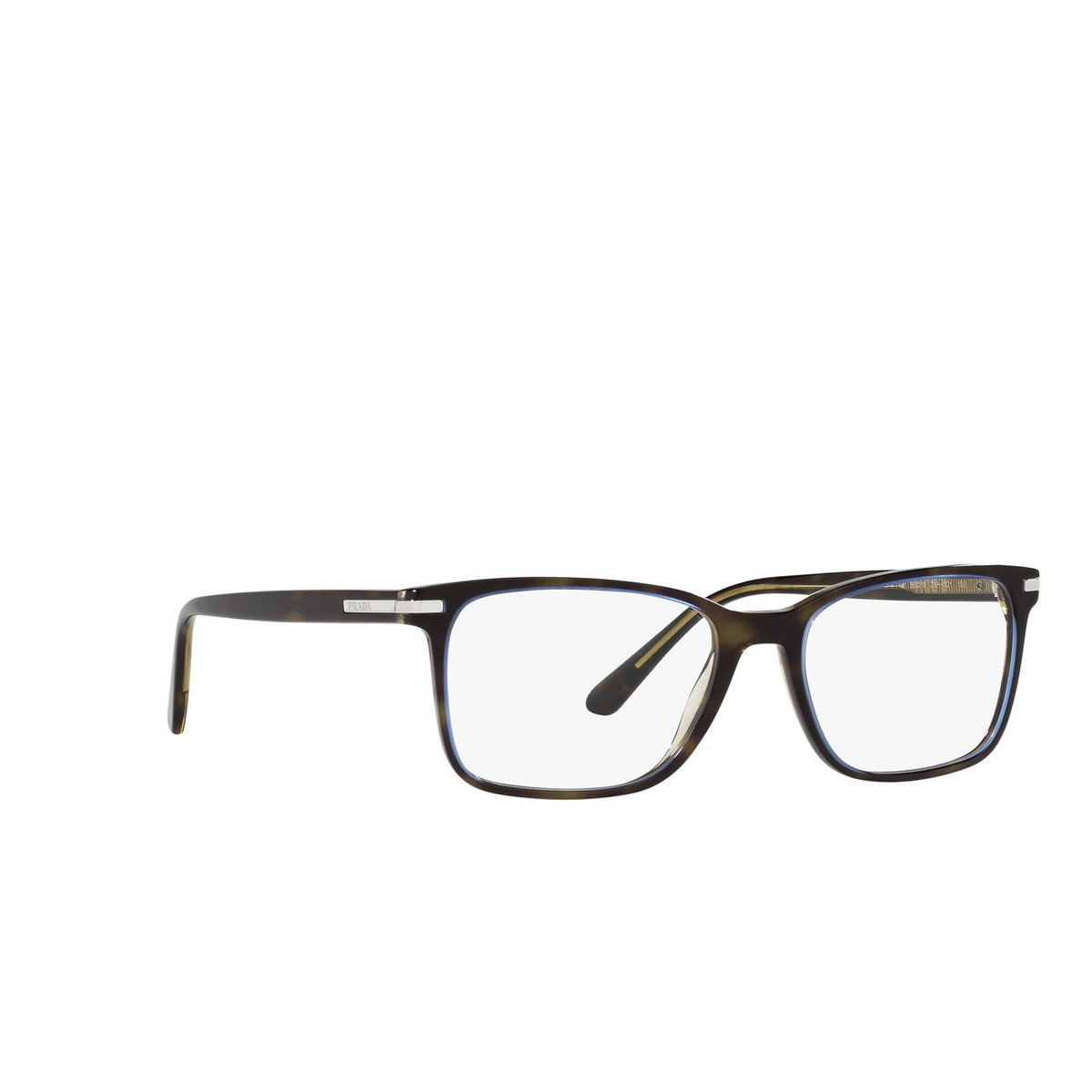 Prada® Square Eyeglasses: PR 14WV color Moro Turquoise Tortoise ZXH1O1 - three-quarters view.