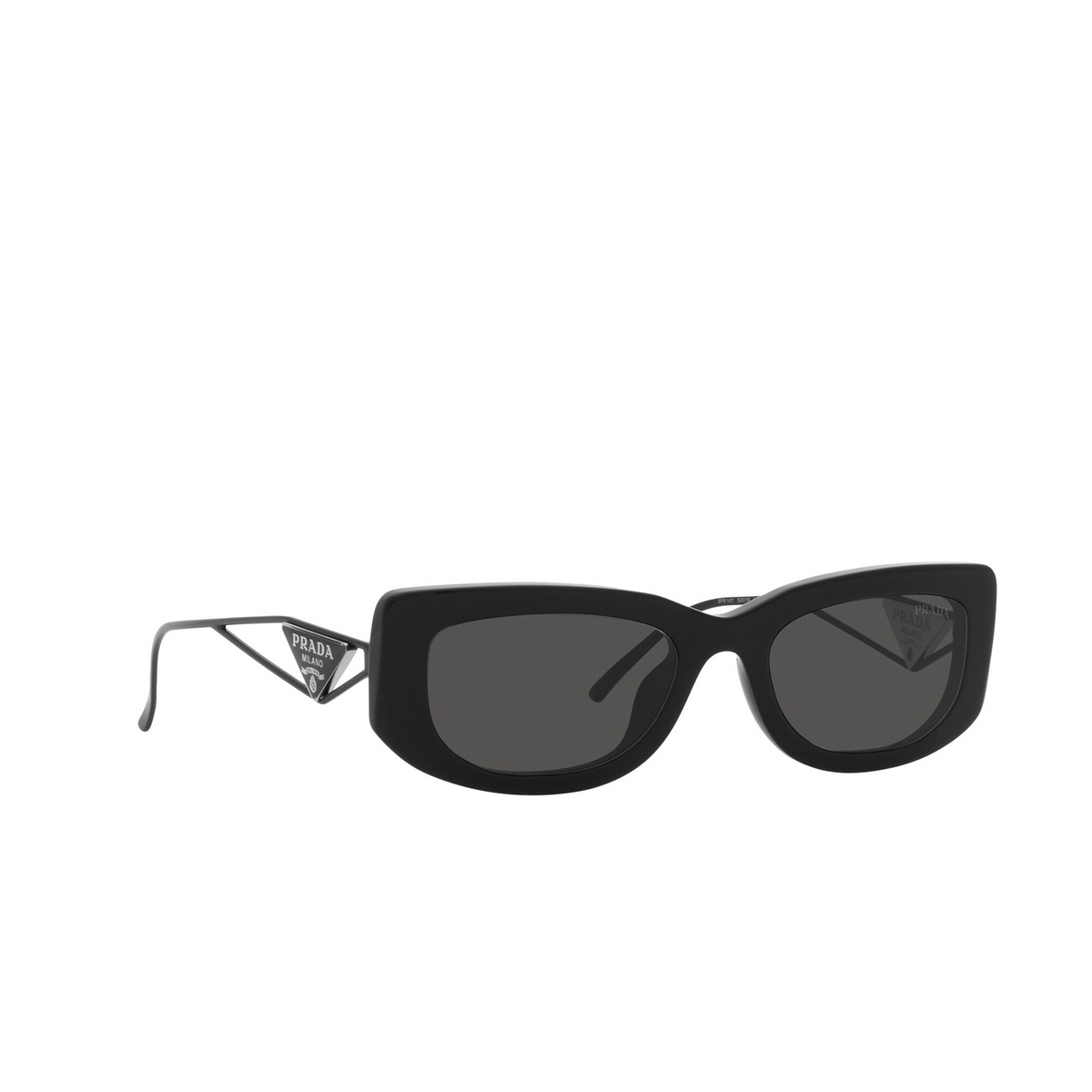 Prada® Rectangle Sunglasses: PR 14YS color Black 1AB5S0 - three-quarters view.