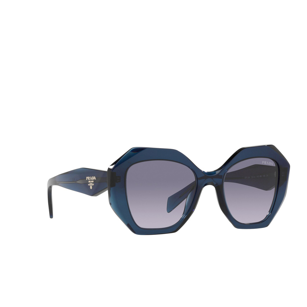 Prada PR 16WS Sunglasses 08Q08I Blue Transparent - three-quarters view