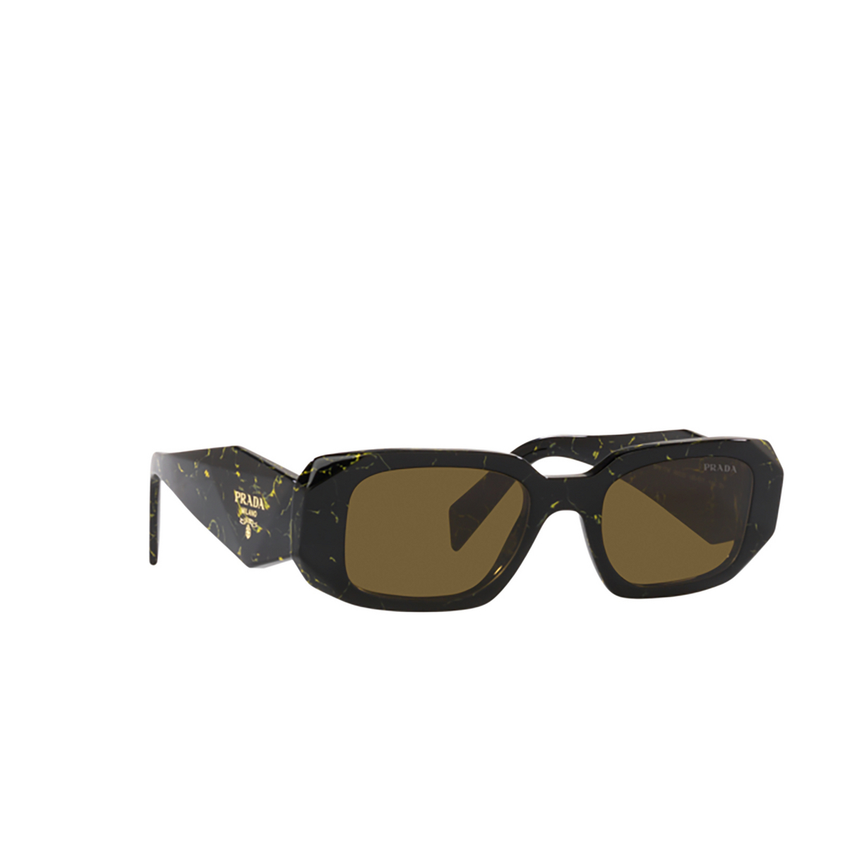 Prada PR 17WS Sunglasses 19D01T Black / Yellow Marble - three-quarters view