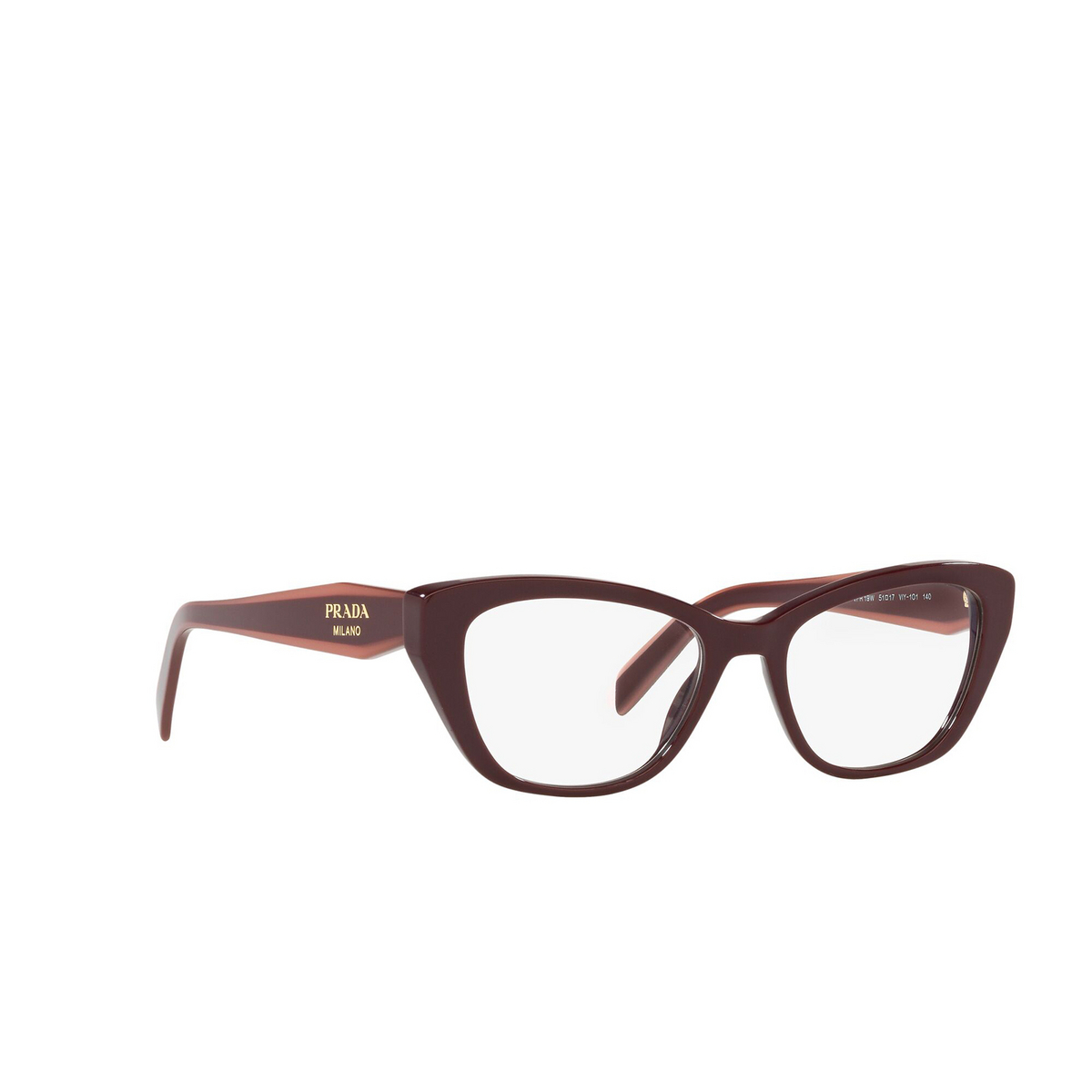 Prada® Cat-eye Eyeglasses: PR 19WV color Granet VIY1O1 - three-quarters view.