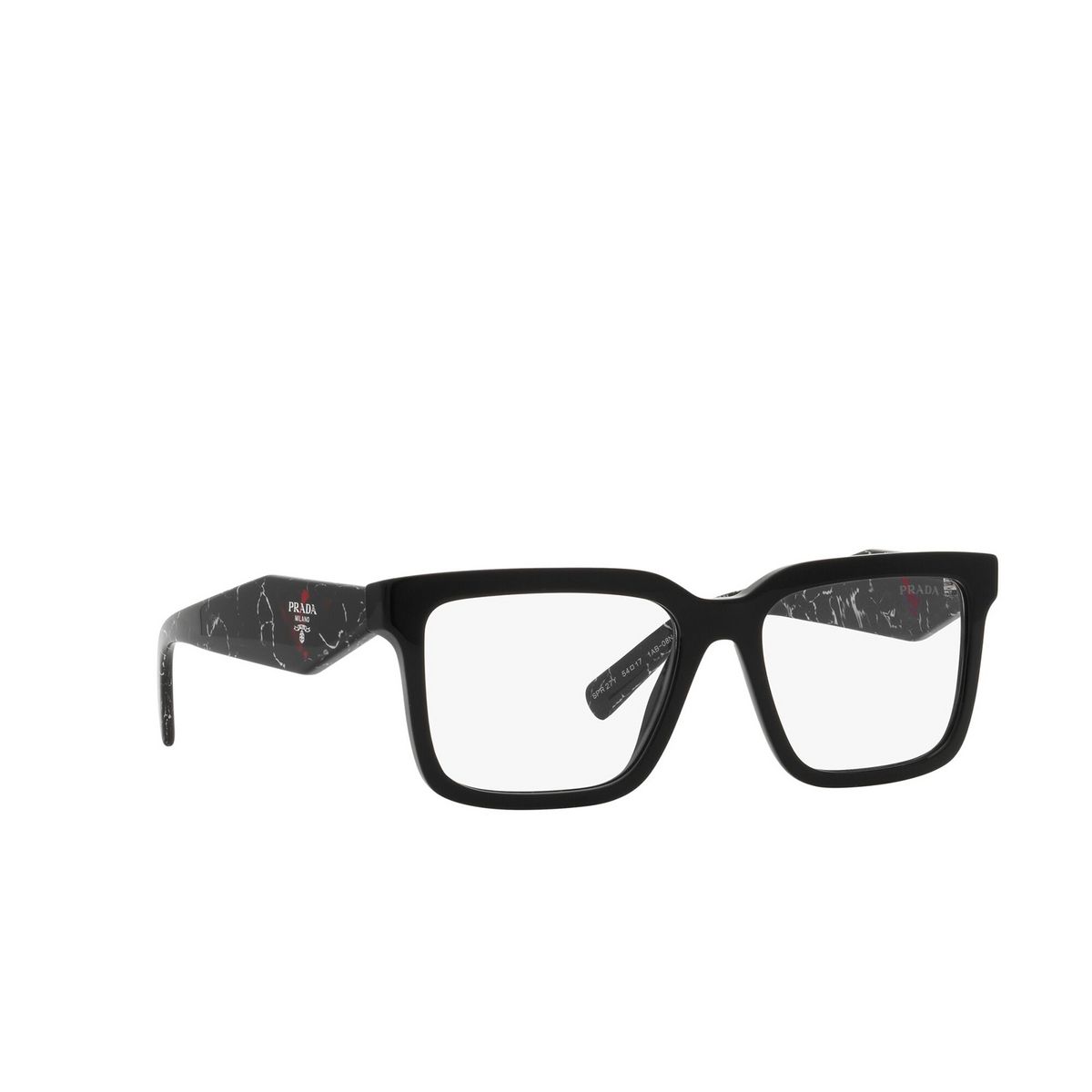 Prada® Square Sunglasses: PR 27YS color Black 1AB08N - three-quarters view.