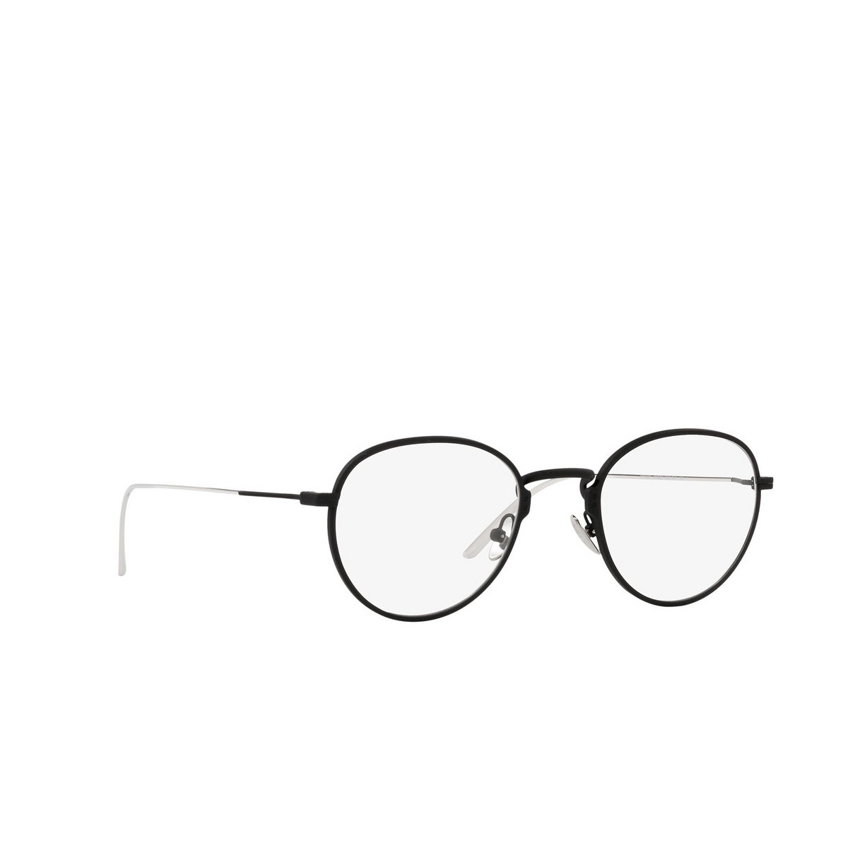 Prada® Oval Eyeglasses: PR 50YV color Matte Black 04Q1O1 - three-quarters view.