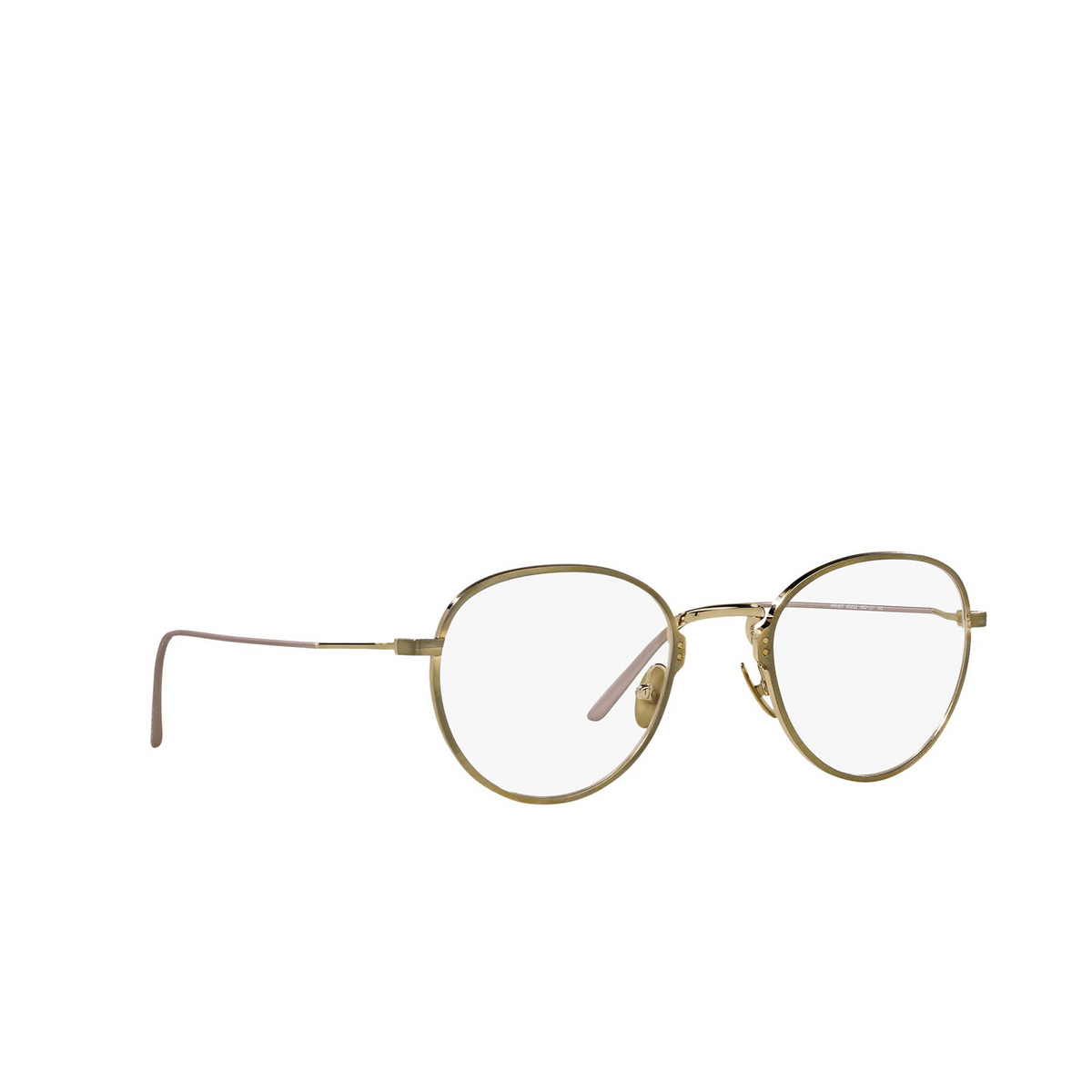 Prada® Oval Eyeglasses: PR 50YV color Satin Pale Gold 06Q1O1 - three-quarters view.