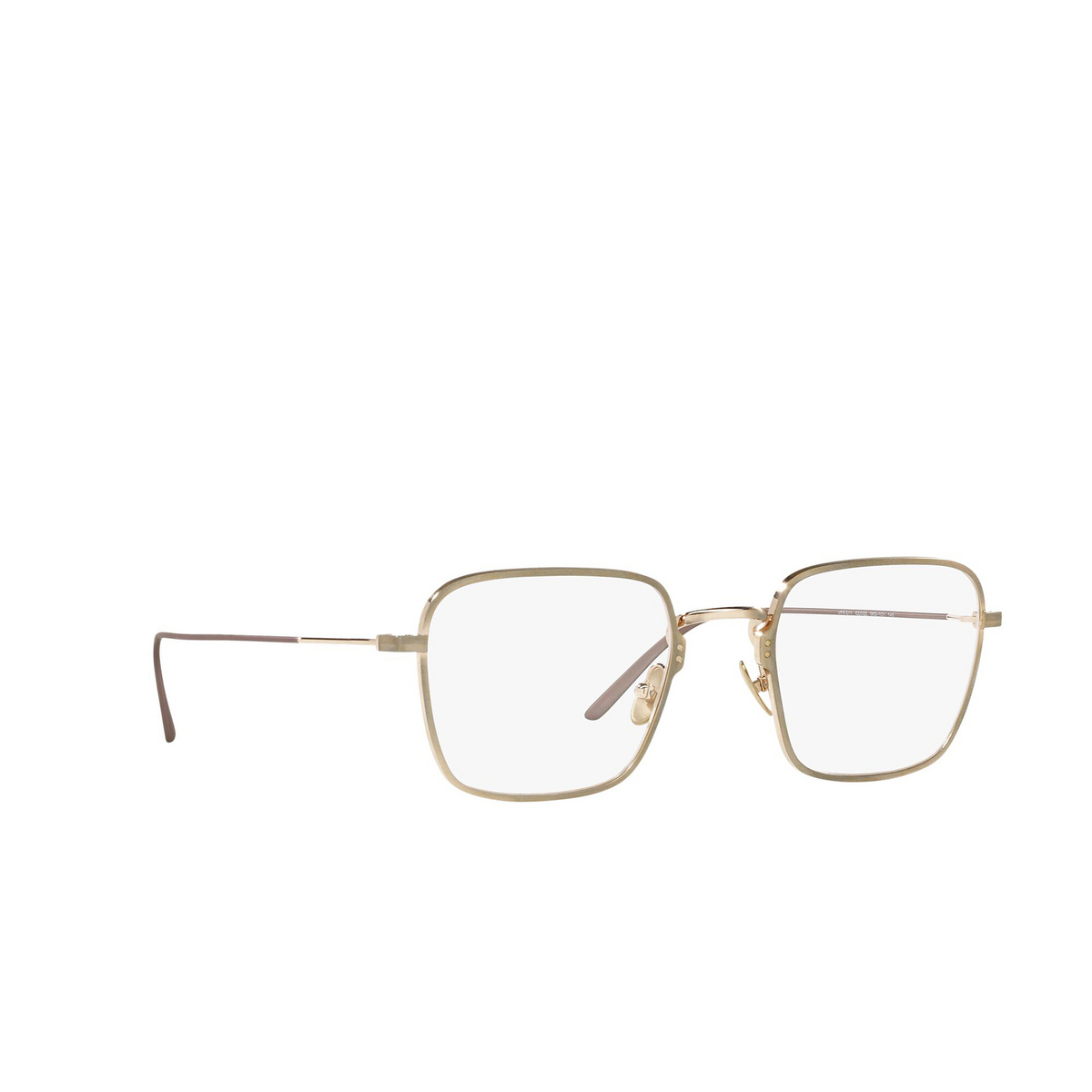 Prada® Square Eyeglasses: PR 51YV color Satin Pale Gold 06Q1O1 - three-quarters view.
