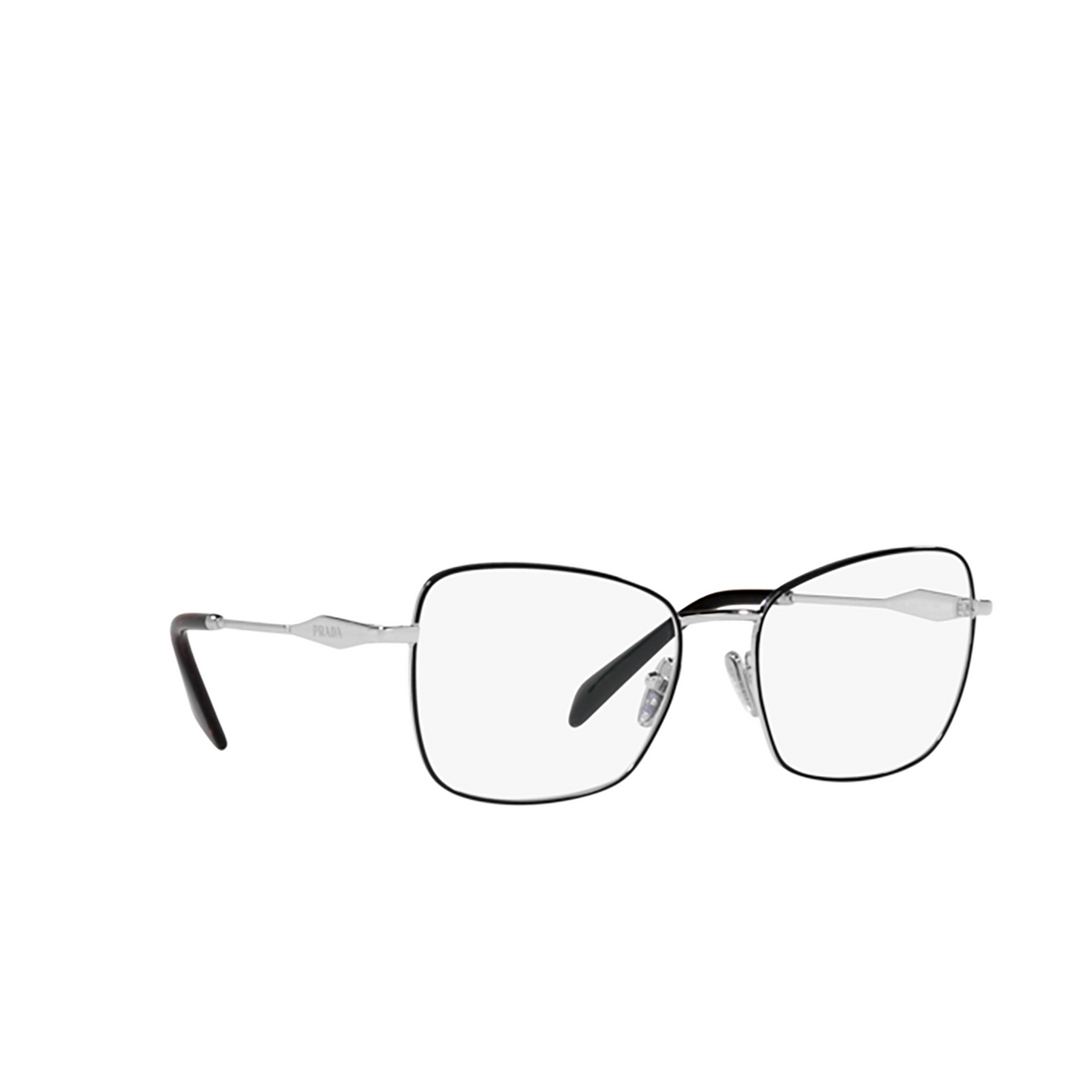 Prada PR 53ZV Eyeglasses 1AB1O1 Black / Silver - three-quarters view