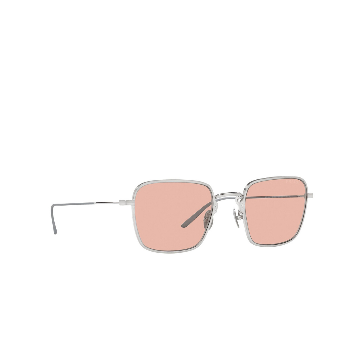 Prada® Square Sunglasses: PR 54WS color Satin Titanium 05Q03F - three-quarters view.