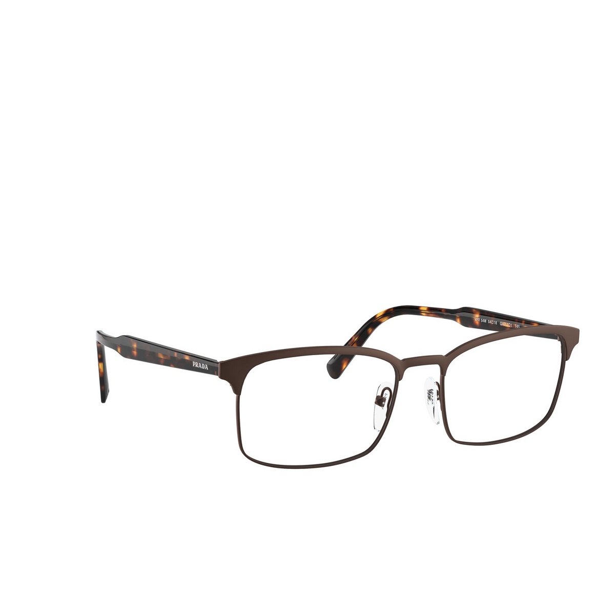 Prada® Rectangle Eyeglasses: PR 54WV color Matte Burnished GAP1O1 - three-quarters view.