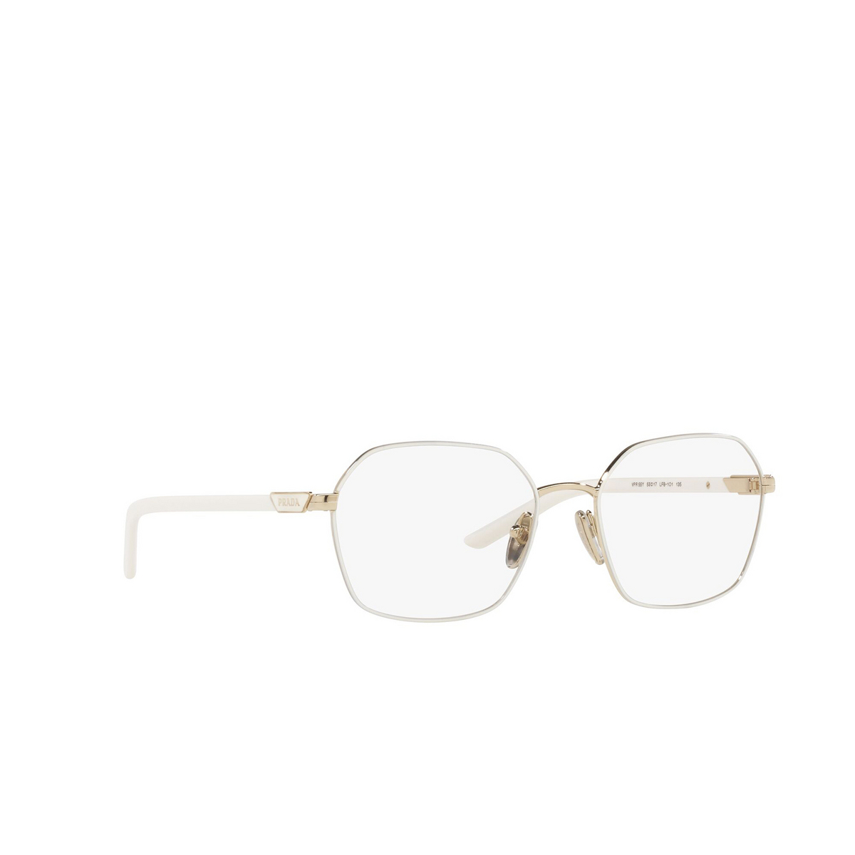 Prada PR 55YV Eyeglasses LFB1O1 Talc / Pale Gold - three-quarters view