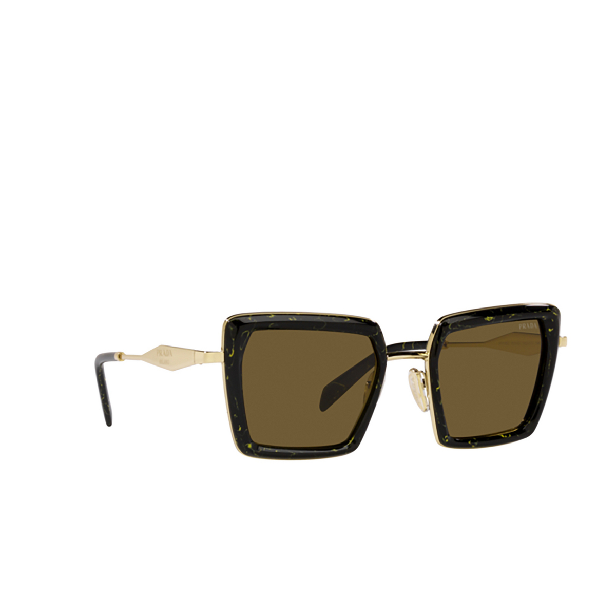 Prada PR 55ZS Sunglasses 19D01T Black / Yellow Marble - three-quarters view