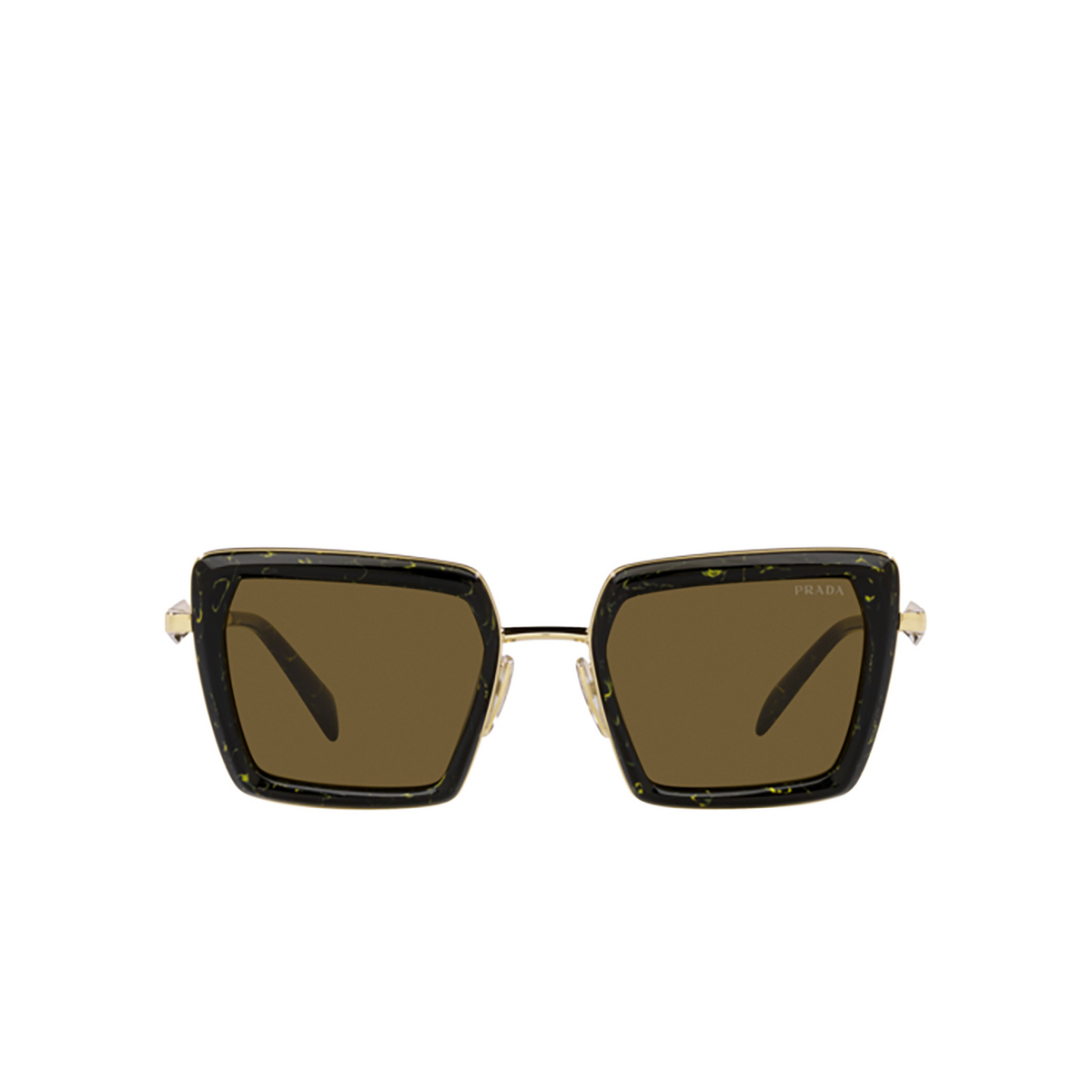 Prada PR 55ZS Sunglasses 19D01T Black / Yellow Marble - front view