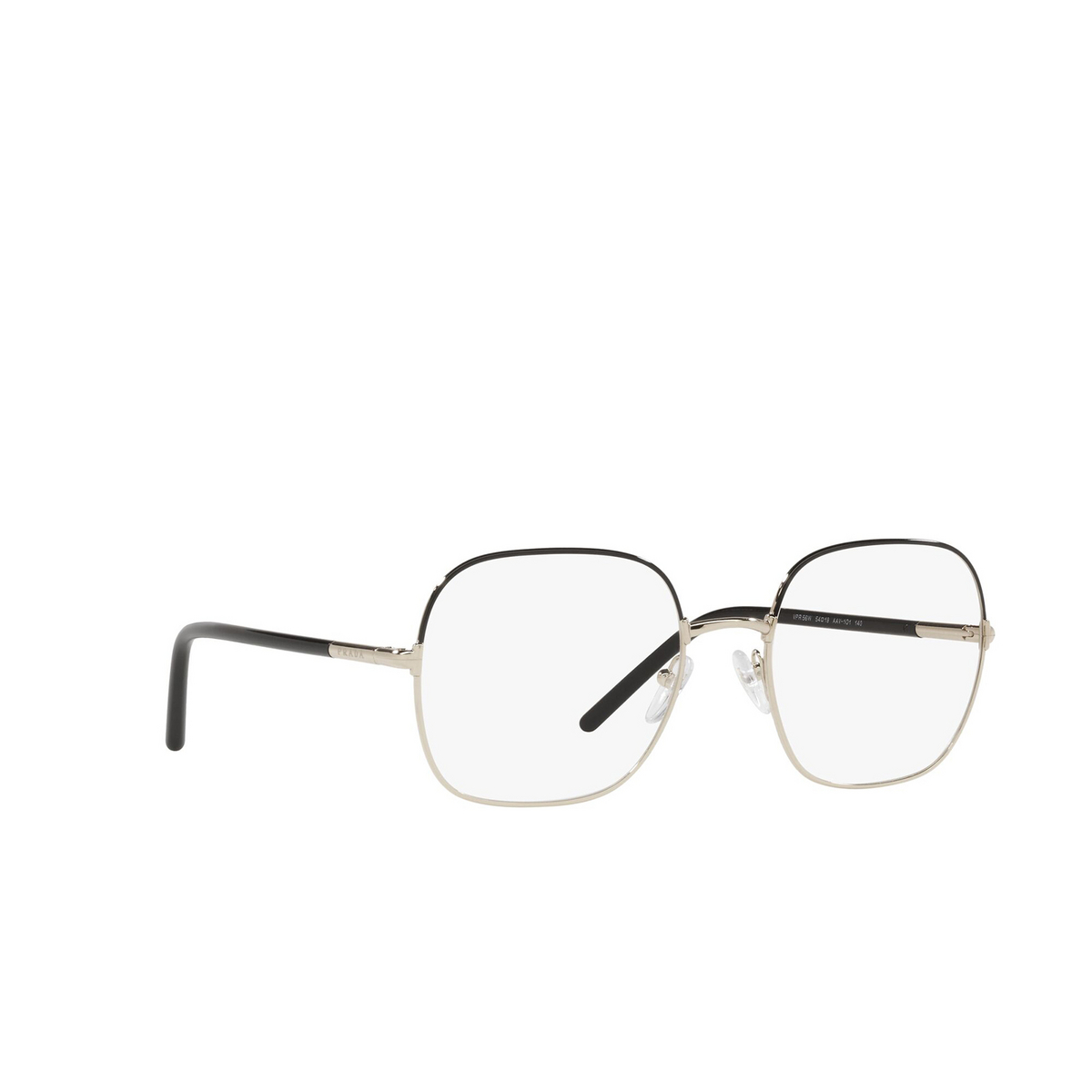 Prada PR 56WV Eyeglasses AAV1O1 Black / Pale Gold - three-quarters view