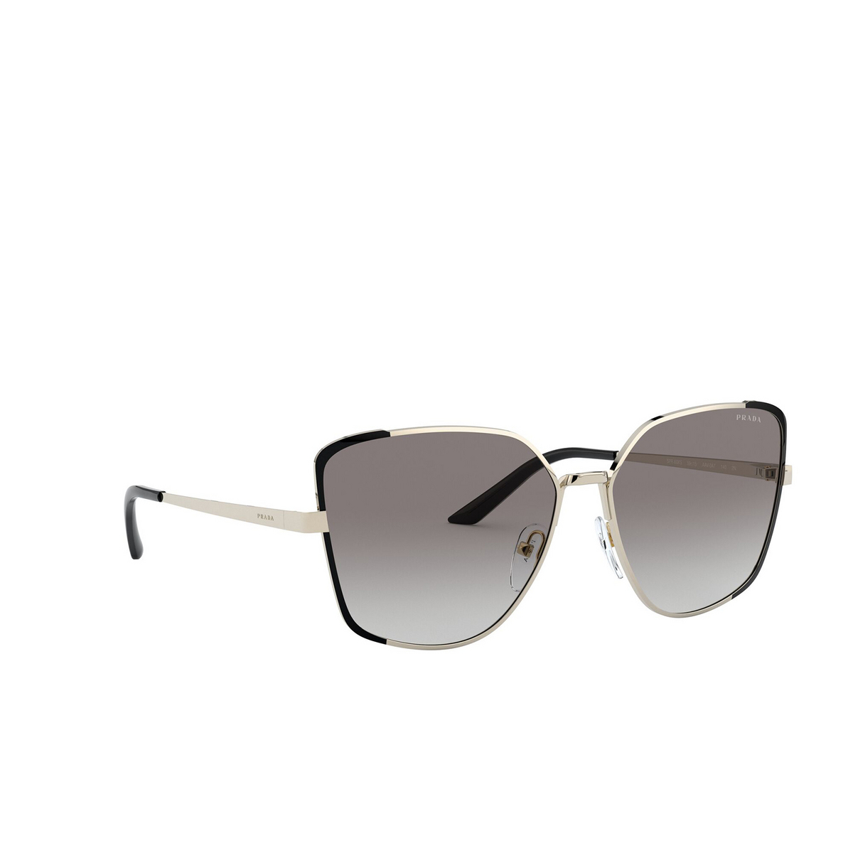 Prada® Butterfly Sunglasses: PR 60XS color Pale Gold / Black AAV0A7 - three-quarters view.