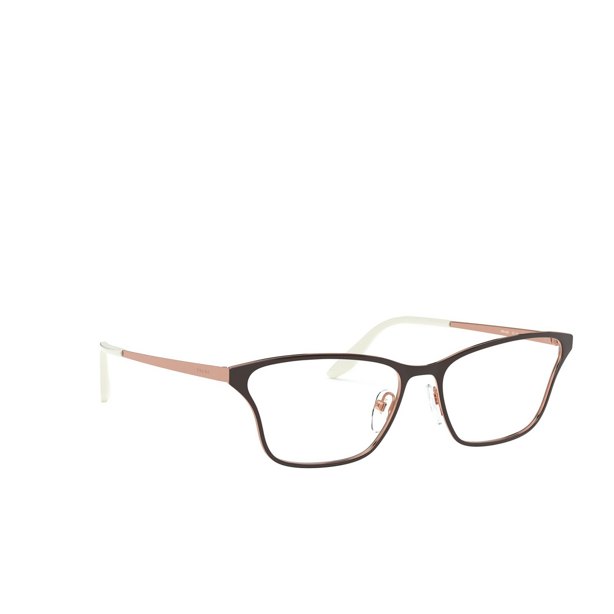 Prada® Butterfly Eyeglasses: PR 60XV color Top Brown / Rose Gold 3311O1 - three-quarters view.