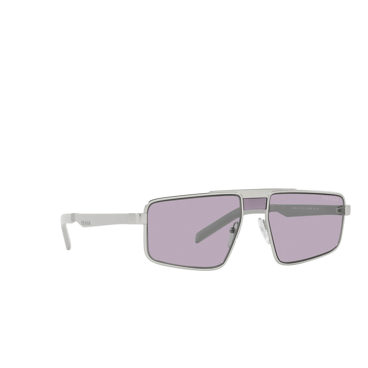 Prada® Irregular Sunglasses: PR 61WS color Matte Silver VAE09M - three-quarters view.