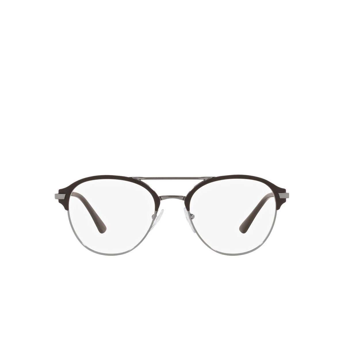 Prada® Aviator Eyeglasses: PR 61WV color Matte Brown / Gunmetal 02Q1O1 - front view.