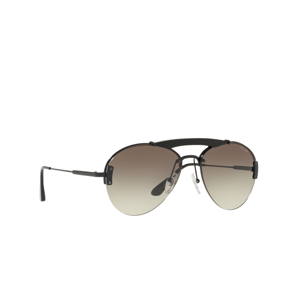 Prada® Aviator Sunglasses: PR 62US color Black 1AB5O2 - three-quarters view.