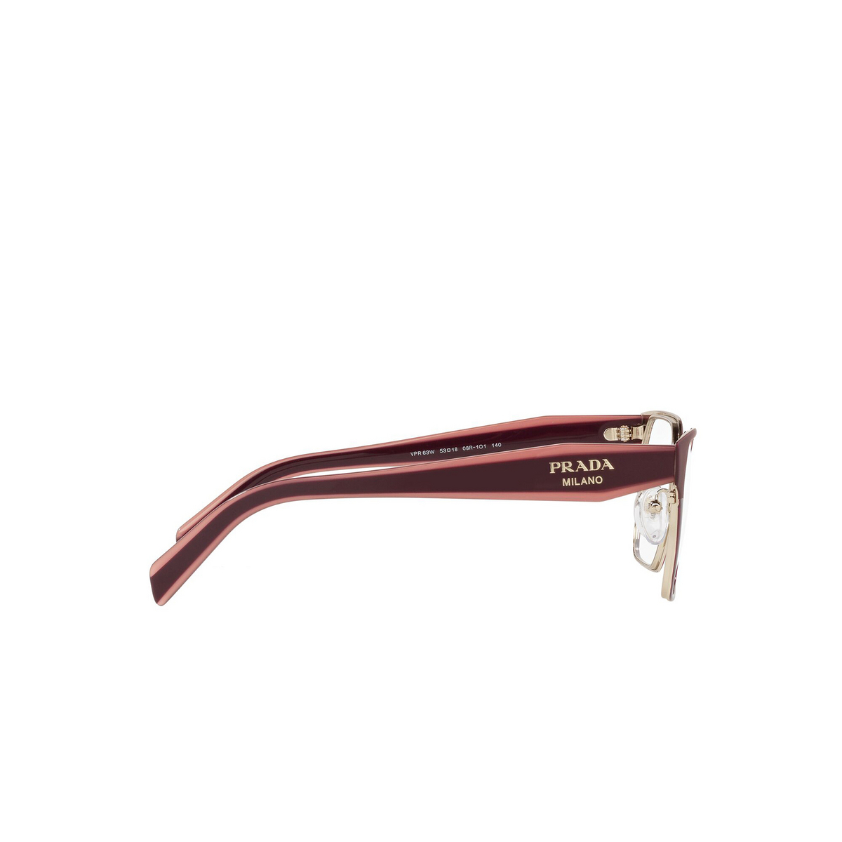 Prada® Irregular Eyeglasses: PR 63WV color Opal Garnet / Garnet 08R1O1 - product thumbnail 3/3.
