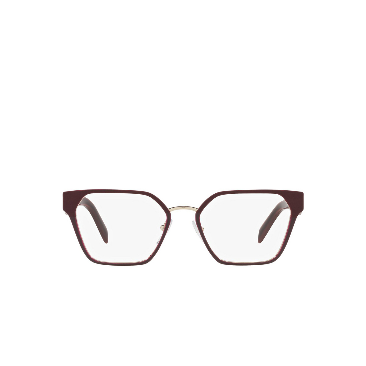 Prada® Irregular Eyeglasses: PR 63WV color Opal Garnet / Garnet 08R1O1 - front view.