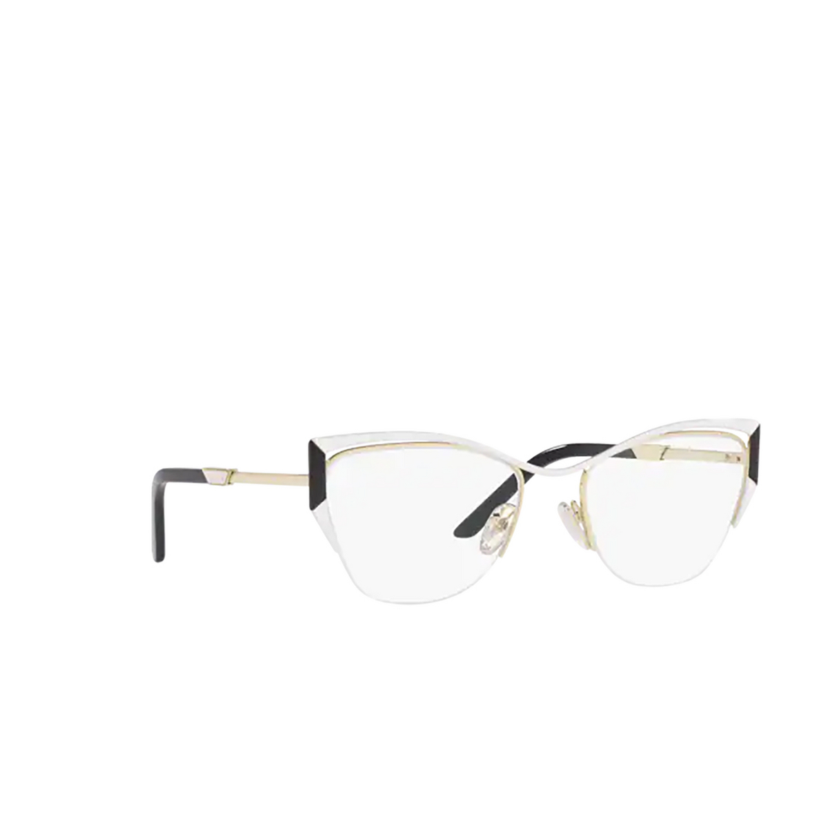 Prada PR 63YV Eyeglasses 11A1O1 Talc / Black/ Pale Gold - three-quarters view