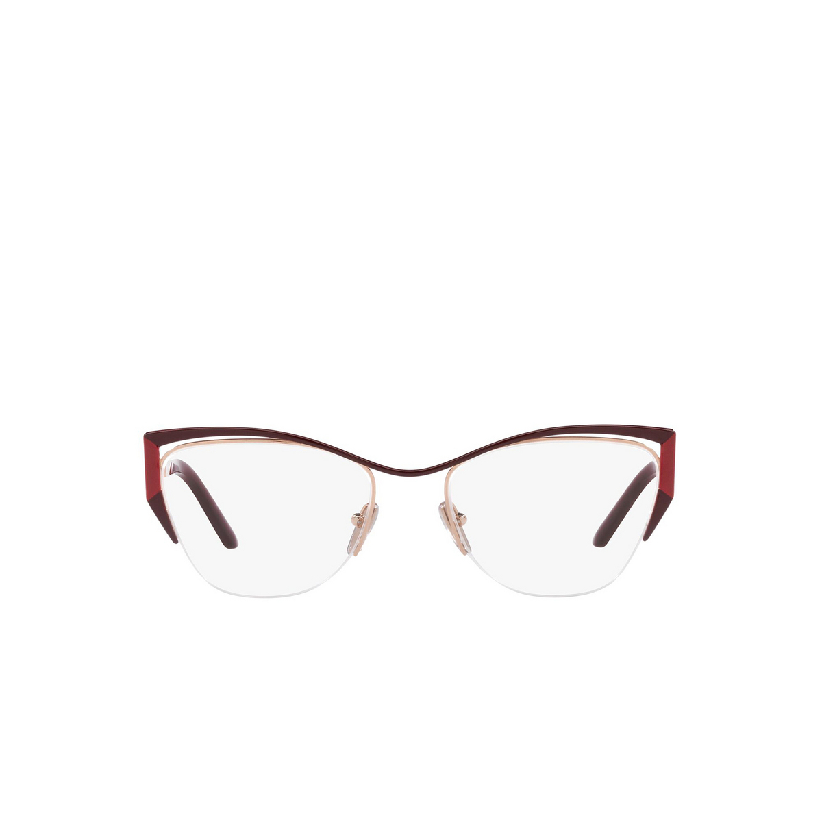 Prada® Butterfly Eyeglasses: PR 63YV color 13A1O1 Red / Fire / Rose Gold - front view