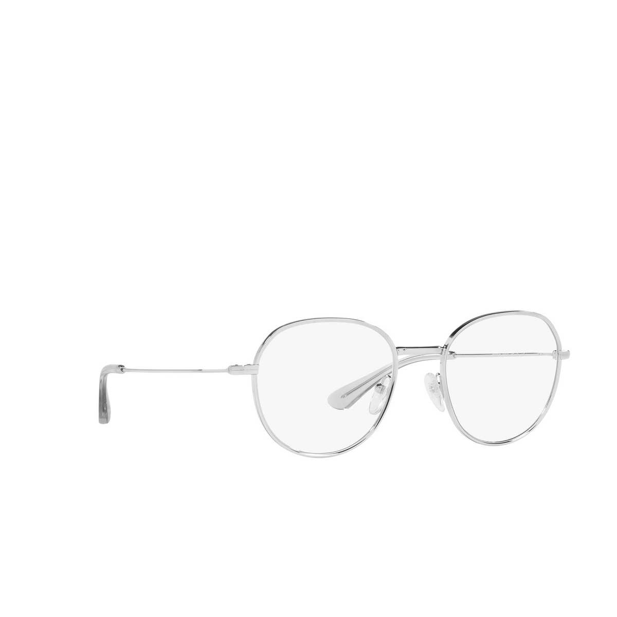 Prada® Oval Eyeglasses: PR 65WV color Silver 1BC1O1 - three-quarters view.