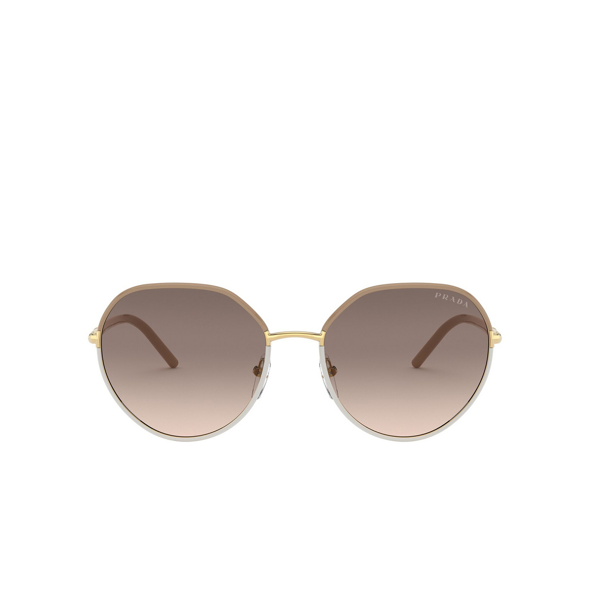 Prada® Round Sunglasses: PR 65XS color Beige / Ivory 09G3D0 - front view.