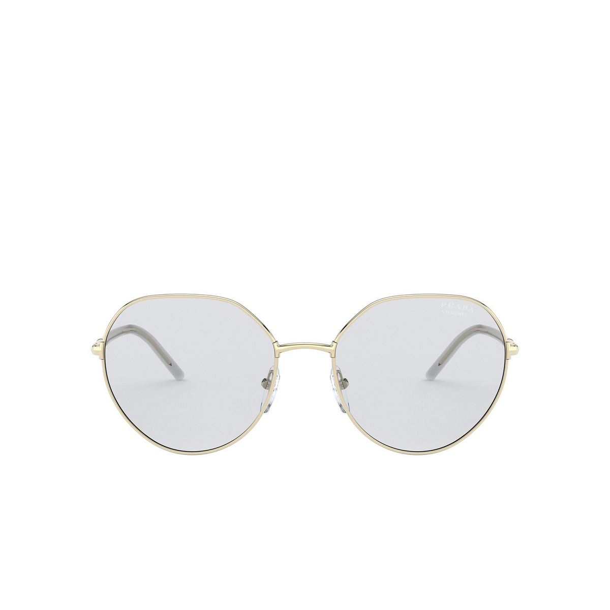 Prada® Round Sunglasses: PR 65XS color Pale Gold ZVN07D - front view.