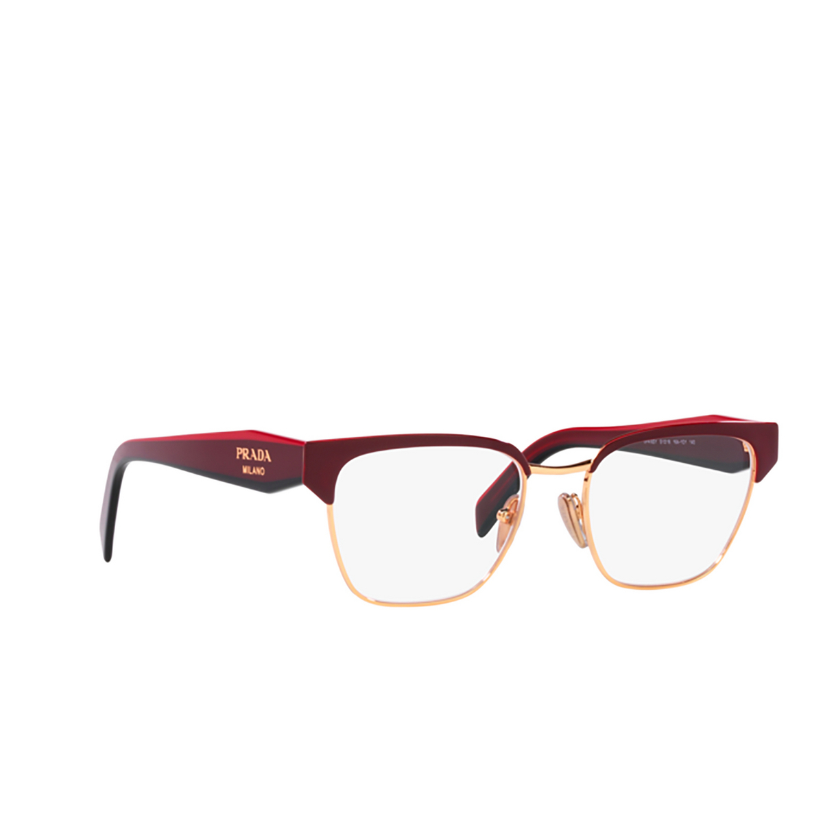 Prada PR 65YV Eyeglasses 16A1O1 Red / Rose gold - three-quarters view
